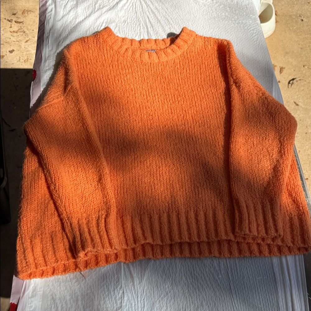Aerie Vibrant Orange Crew Neck Sweater